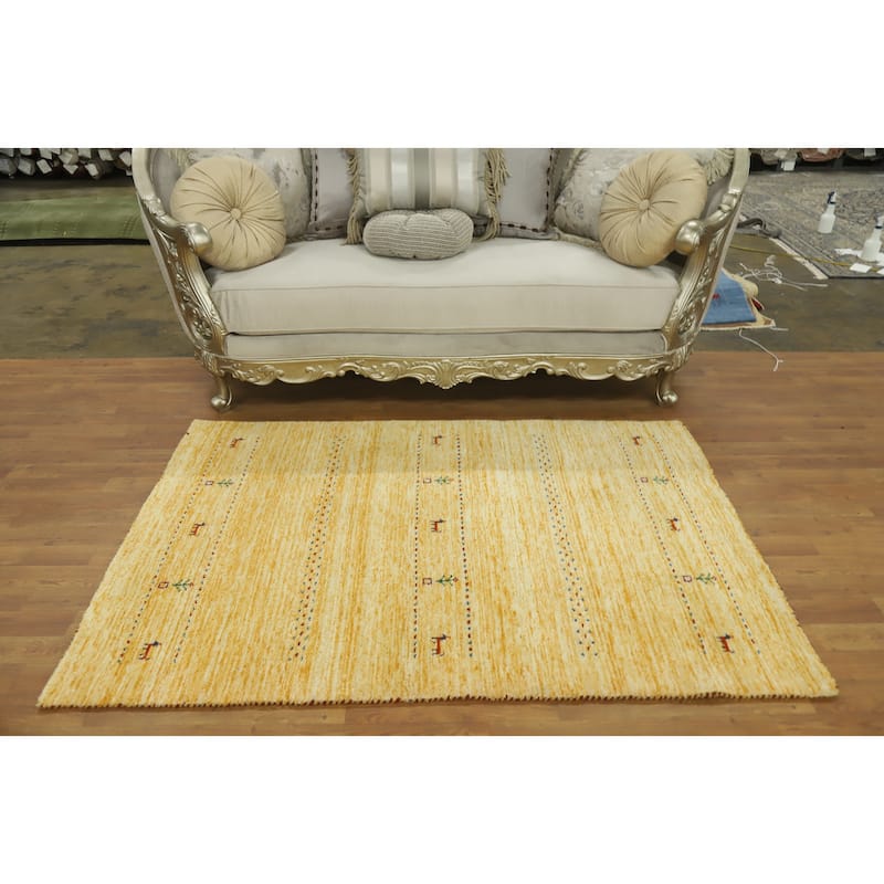 Little Animals Wool Gabbeh Oriental Accent Rug Tribal Geometric Carpet - 5' 9'' X 3' 10''