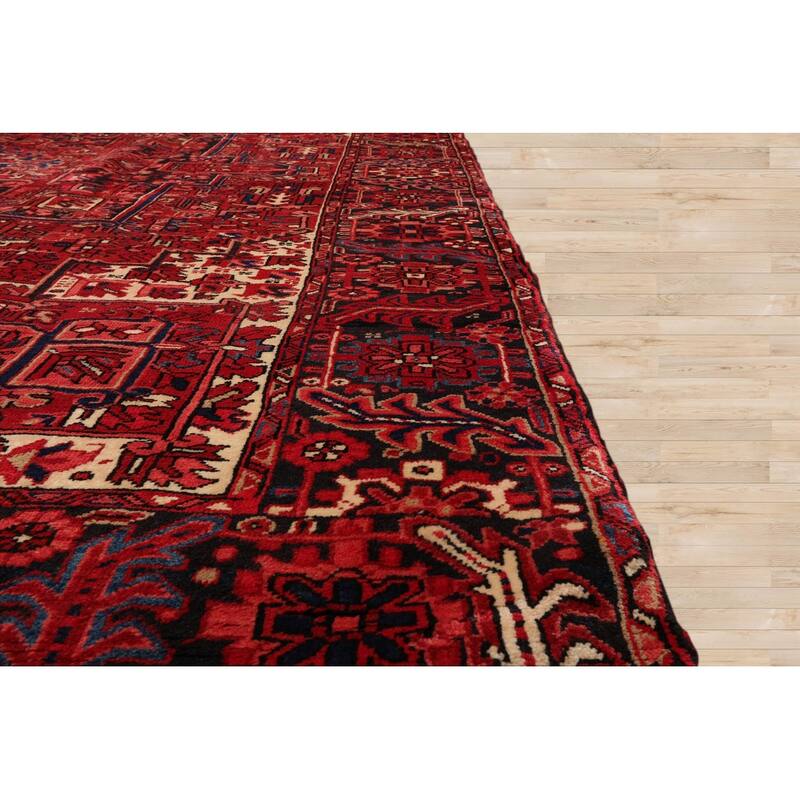 Hand Knotted Heriz Rust, Rose 100% Wool Traditional Oriental Area Rug - 9' 10'' x 13' 8''