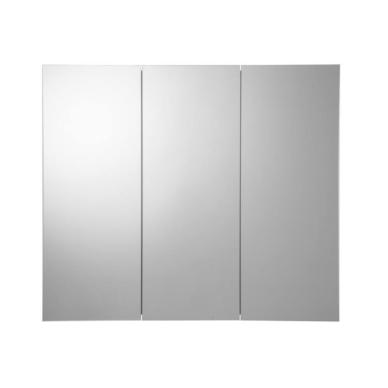 Croydex Thurmond Silver Triple Door Aluminum Medicine Cabinet, Easy Install, Surface Mount or Recessed 30W x 26H