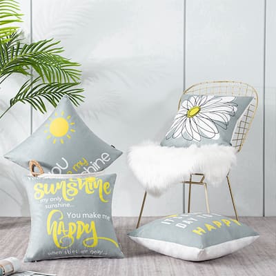 Topfinel Floral Design Square Pillow Cover (Set of 4)