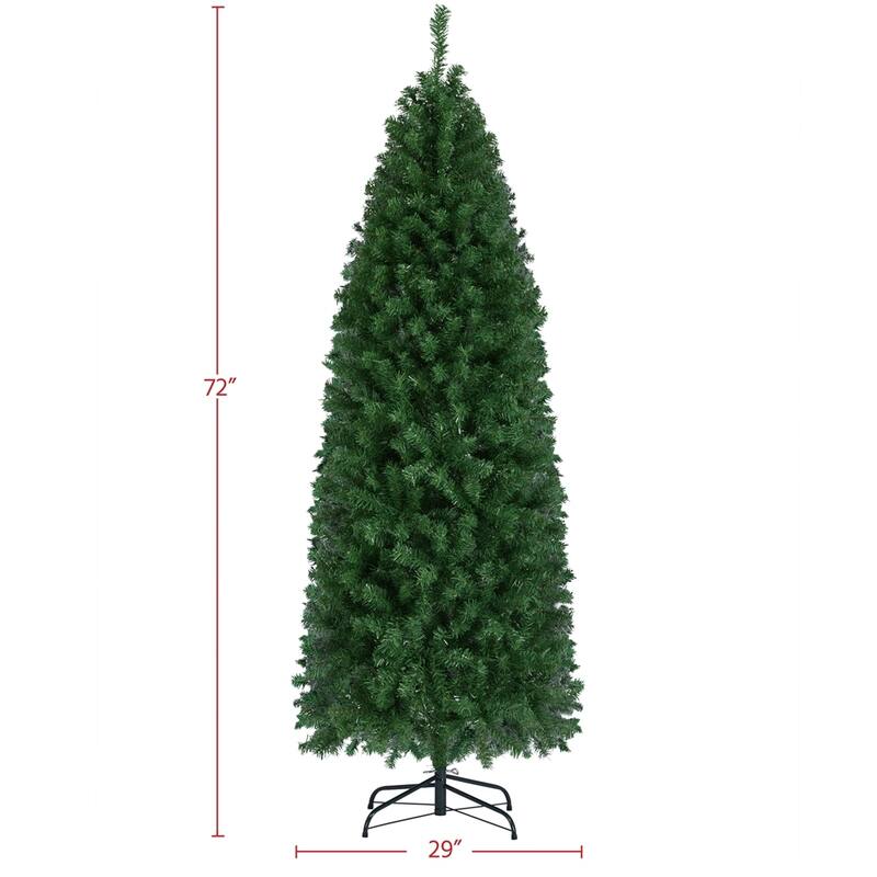 Yaheetech Pre-lit Artificial Christmas Tree Slim Tree Hinged Spruce