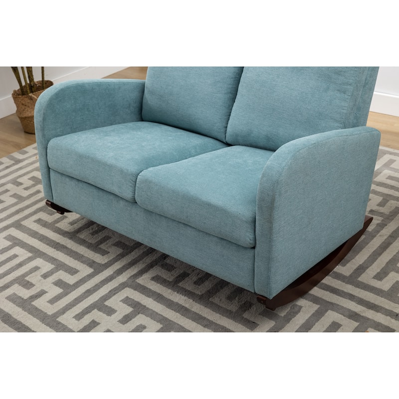 Rocking Chair Upholstered Mid Century Modern Rocker Oversized Wingback Armchair for Living Room