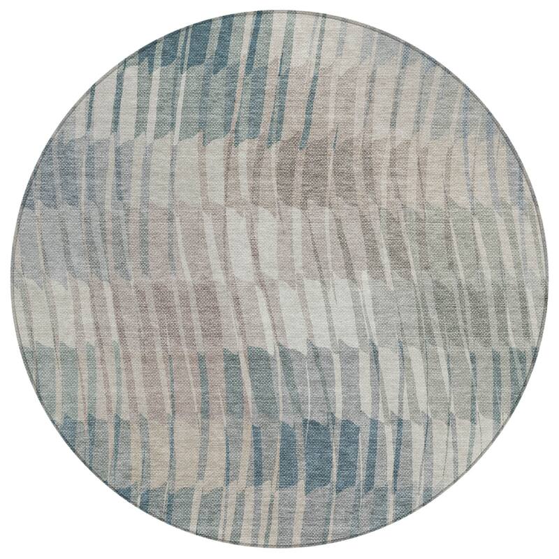 Machine Washable Indoor/ Outdoor Casual Stripe Chantille Rug
