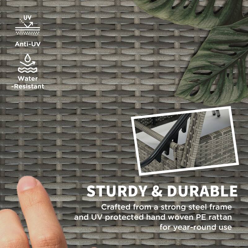 GDFStudio - Outdoor Adjustable Backrest Rattan Pool Lounge Chair with Wheels and Cushion