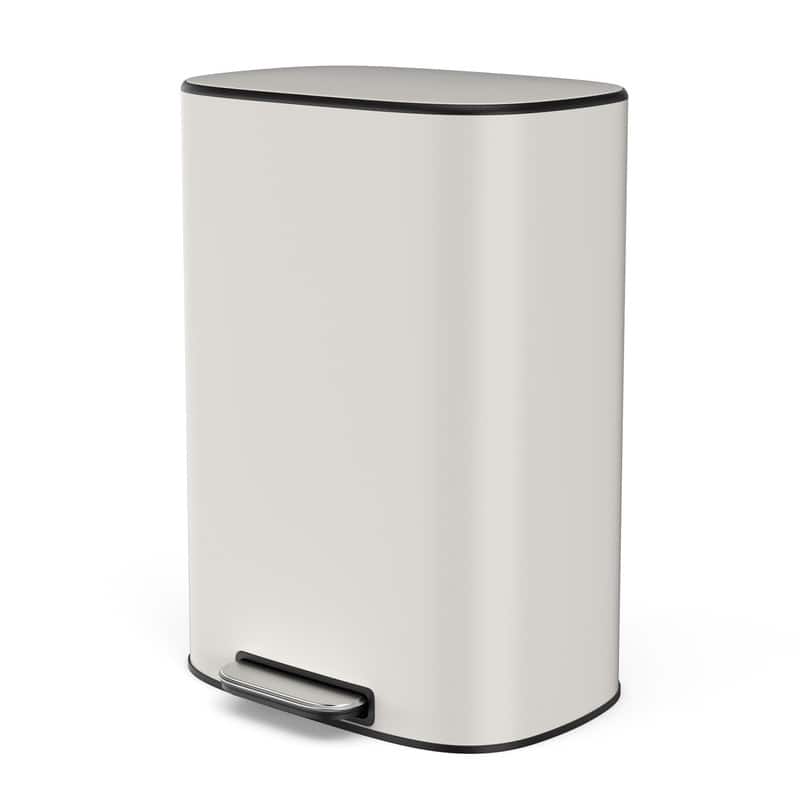 Black Grey 13 Gallon 50L Step-on Kitchen Trash Can with Soft Close for Home,Office - White