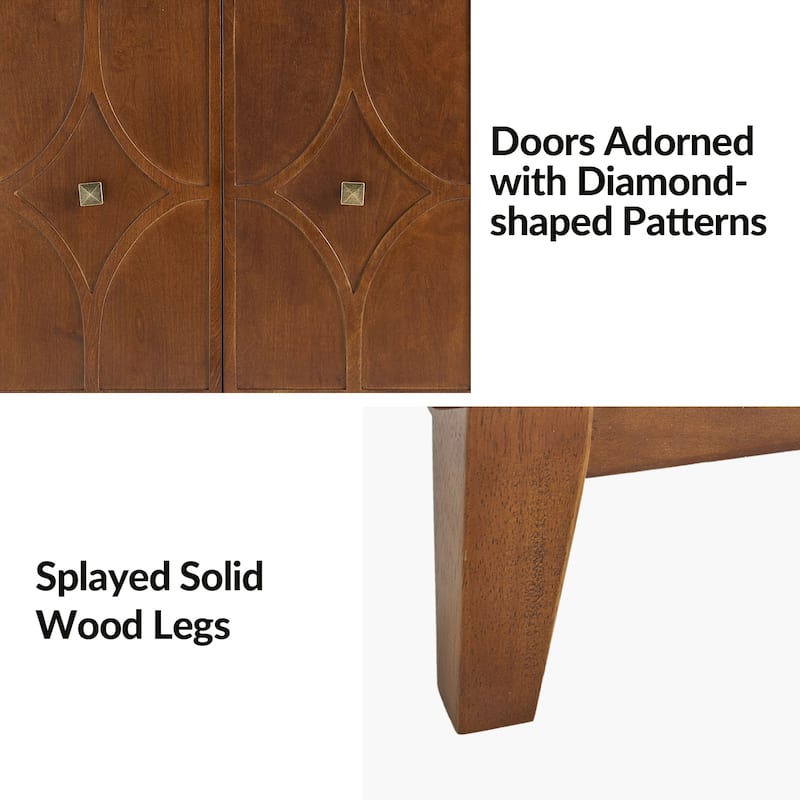 Miriam Mid-century 60" Wide Diamond-shaped Patterned Sideboard with Adjustable Shelves by HULALA HOME