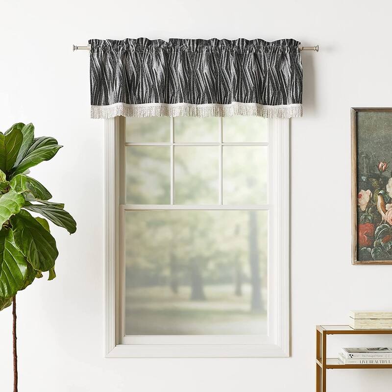 Violet Linen Tivoli Abstract Pattern, Polyester Jacquard, 60" x 15", Straight, Rod Pocket Curtain Valance - Silver