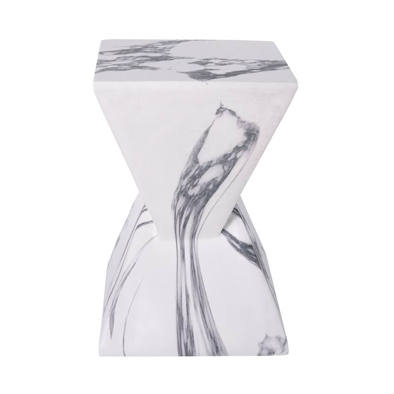 Christopher Knight Home - Modern Indoor/Outdoor 18.5"H Geometric Faux Marble MgO Accent Side Table with Sculptural Fluted Design