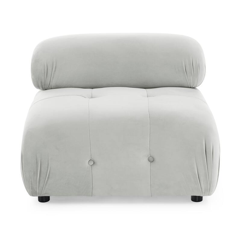 Grey 93'' Modular L-Shaped 4-Seater Sectional with Reversible Ottoman, Button Tufted Design, and Cozy Cushions