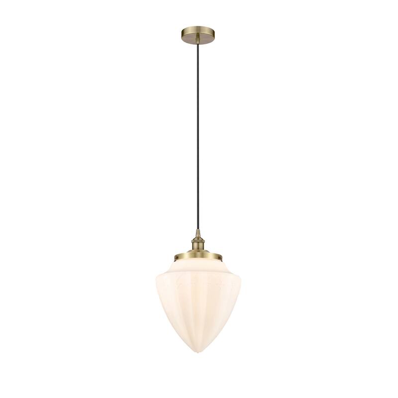 Innovations Lighting Bullet - 1 Light 12" Cord Hung Mini Pendant - Antique Brass/Matte White