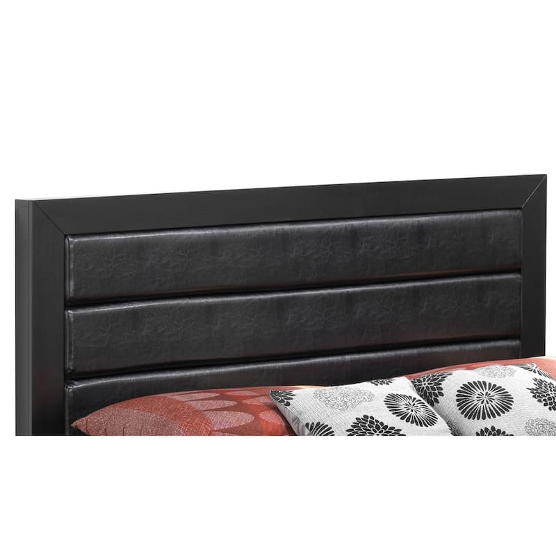 Roomfitters Upholstered Platform Bed Frame with Horizontal Channel Padded Headboard, No Box Spring Needed