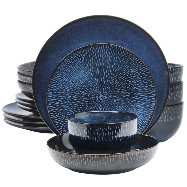 Gibson Elite Matisse 16-Piece Dinnerware Set - Cobalt - Bed Bath