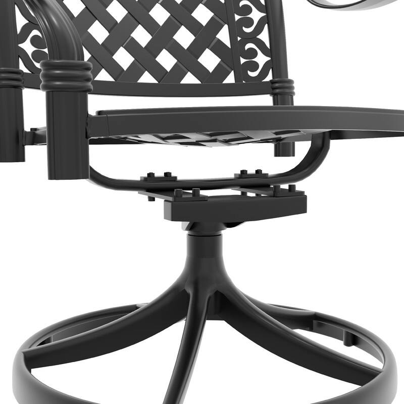 7-Piece Aluminum Oval Outdoor Patio Dining Set, 6 Cushioned Swivel Chairs, Table, All-Weather Frames