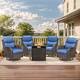 Option Brown Rattan - Blue Cushion