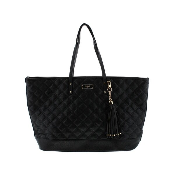 BCBG Paris Womens Tote Handbag Quilted Faux Leather - Large