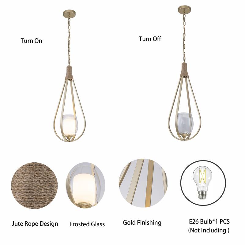 Dawana 1-Light Modern Pendant Light with Jute Accents - 27 in. Tall