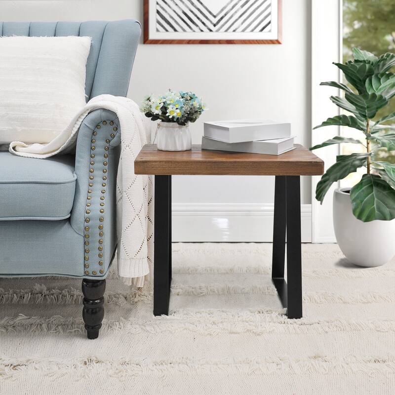 Greenage Wood End Table Rectanglar Bench Stool - Brown