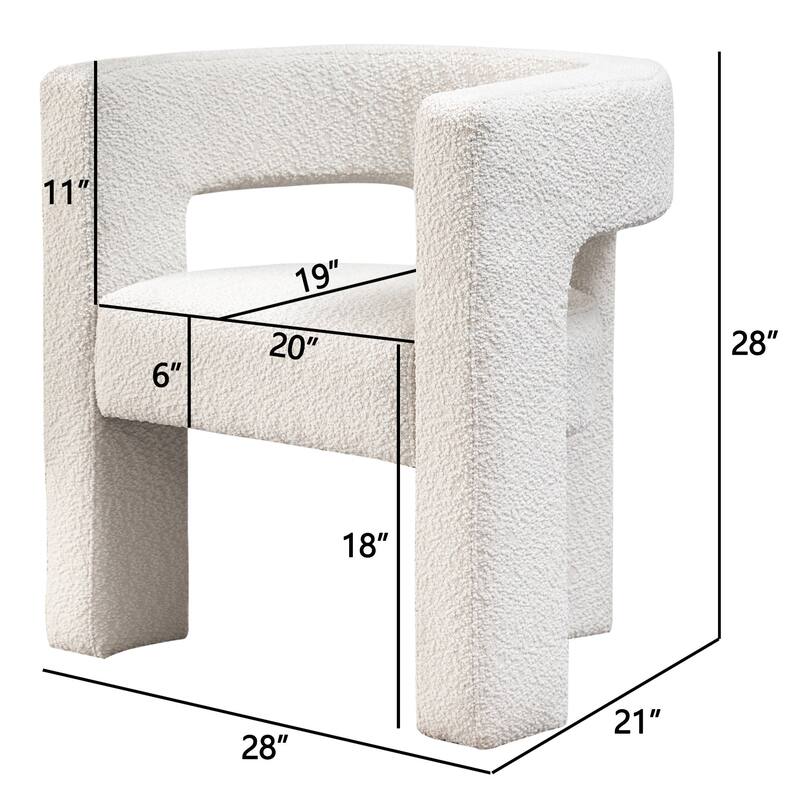 KINWELL 28" Wide Boucle Upholstered Square Armchair (Set of 2)