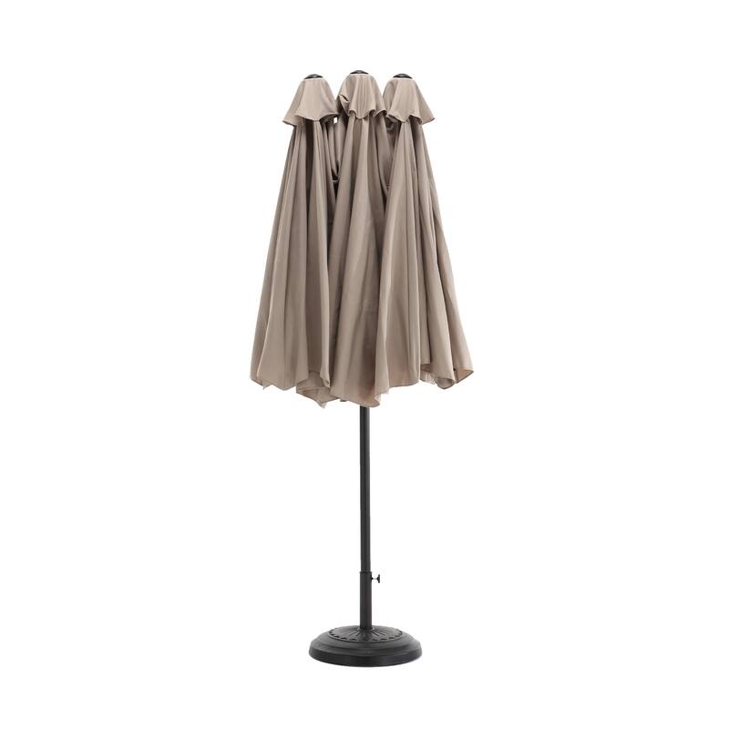 14.8 Ft Double Sided Outdoor Umbrella Rectangular Large with Crank ( khaki )