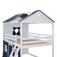 preview thumbnail 11 of 10, Full Size Bunk Wood House Bed with Elegant Windows, Sills and Tent