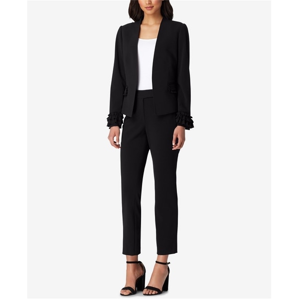 Tahari Womens Ruffle Blazer Jacket, Black, 14. Opens flyout.