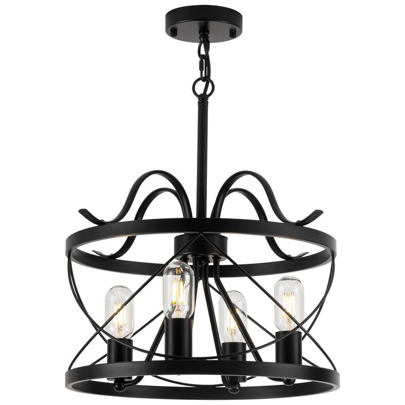 4-Light Classic Hanging Linear Chandelier Lighting Fixture with Glass Cover for Kitchen Island