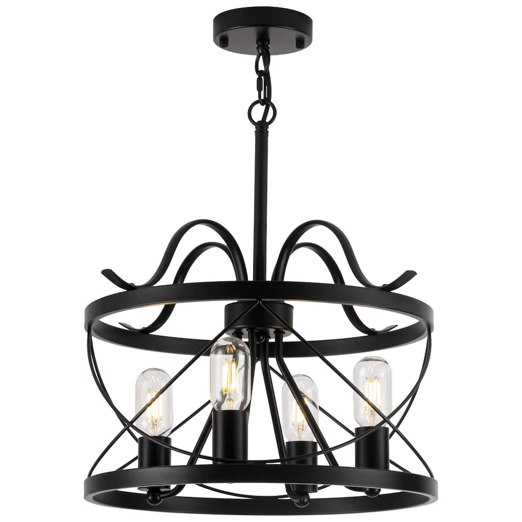 4-Light Classic Hanging Linear Chandelier Lighting Fixture with Glass Cover for Kitchen Island
