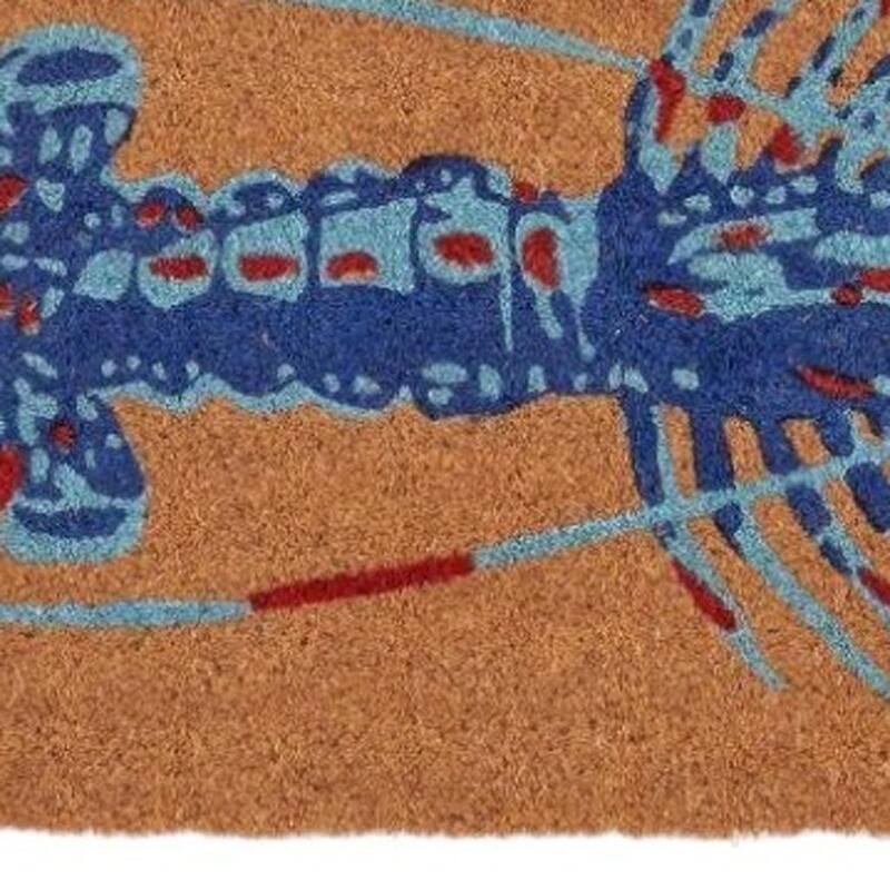HomeRoots 16" X 30" Blue Brown And Red Lobster Indoor Coir Door Mat - 15.70' X '29.60