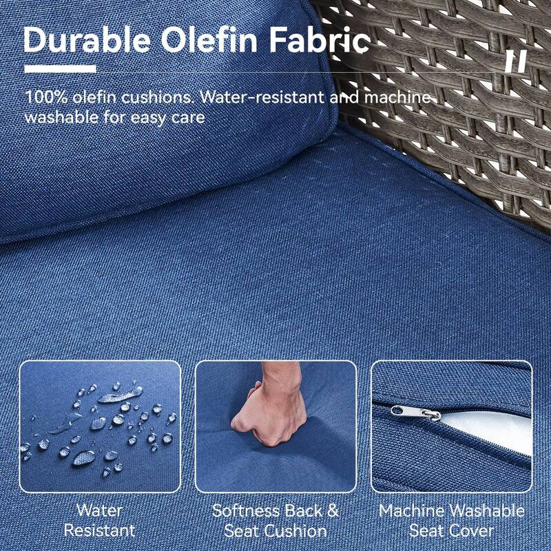 Gymojoy Patio Furniture Set PE Wicker Rocking Chairs & Side Table