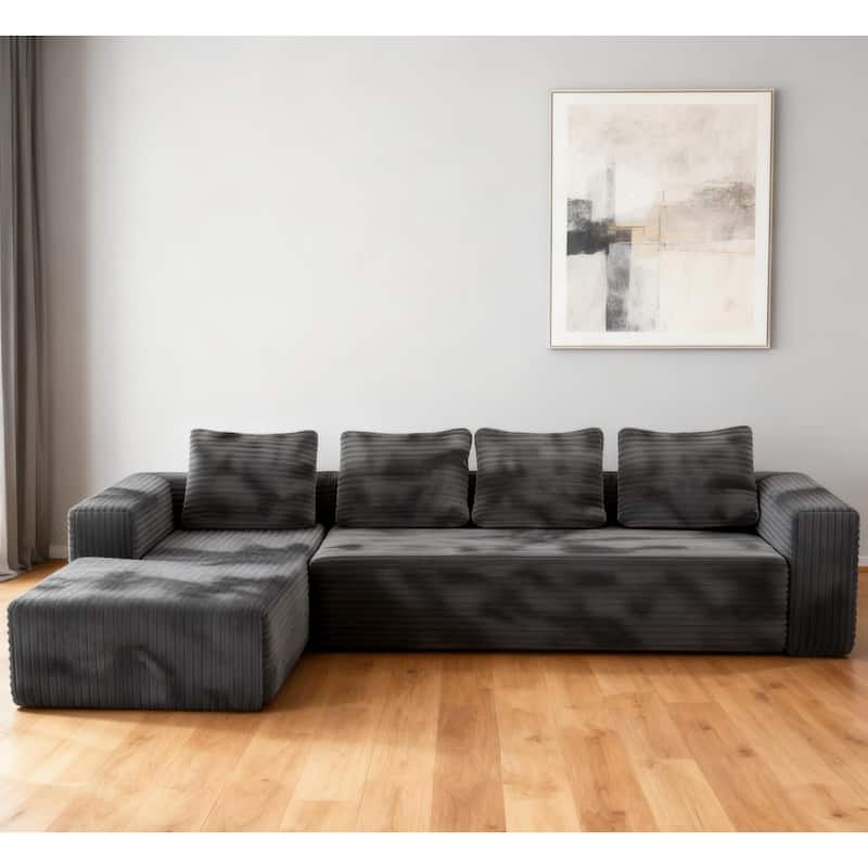 Cloud Sectional Sofa with Right-Facing L-Shape Chaise, Modern Modular Couch with Deep Seat, No Assembly Required - Grey