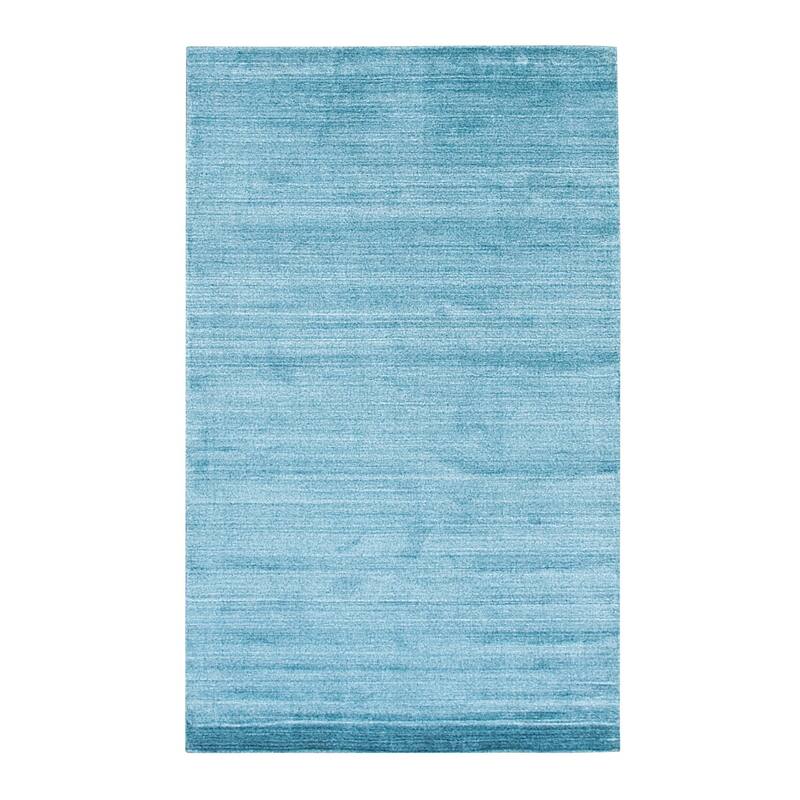 Handmade Blue Wool & Viscose Contemporary Urban Rug, 9' x 12', Stylish Modern Floor Cover - L
