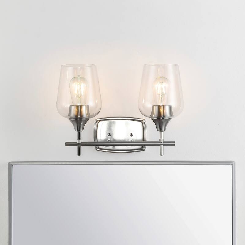 SAFAVIEH Lighting Ibtihaj Wall Sconce - Nickel/Clear - 15Wx8Dx11H