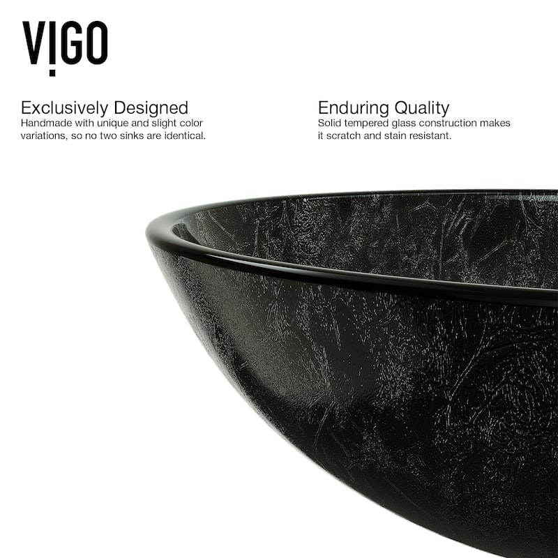 VIGO Giovanni 17"L x 17"W x 6"H Glass Round Vessel Bathroom Sink