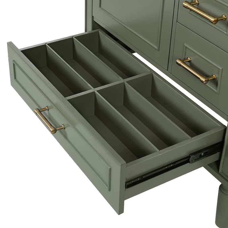 30" Freestanding Single Sink Storage Cabinet Bathroom Vanity with Gold Handles, Groove Decoration and Overflow Drain Protectio
