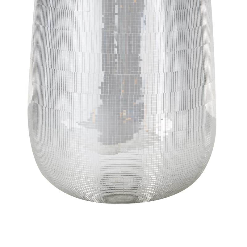 Fiberglass Mosaic Floor Decorative Vase with Blue Interior - Silver - Roche River Decor