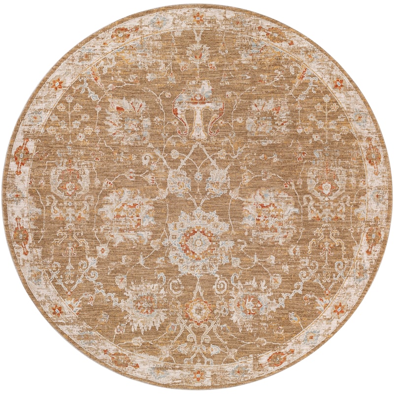 Livabliss Tritan Traditional Area Rug - Olive - 6'7" Round