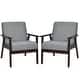 preview thumbnail 60 of 64, Costway Set of 2 Fabric Accent Armchair Solid Wood Upholstered Lounge - See Details Dark Grey