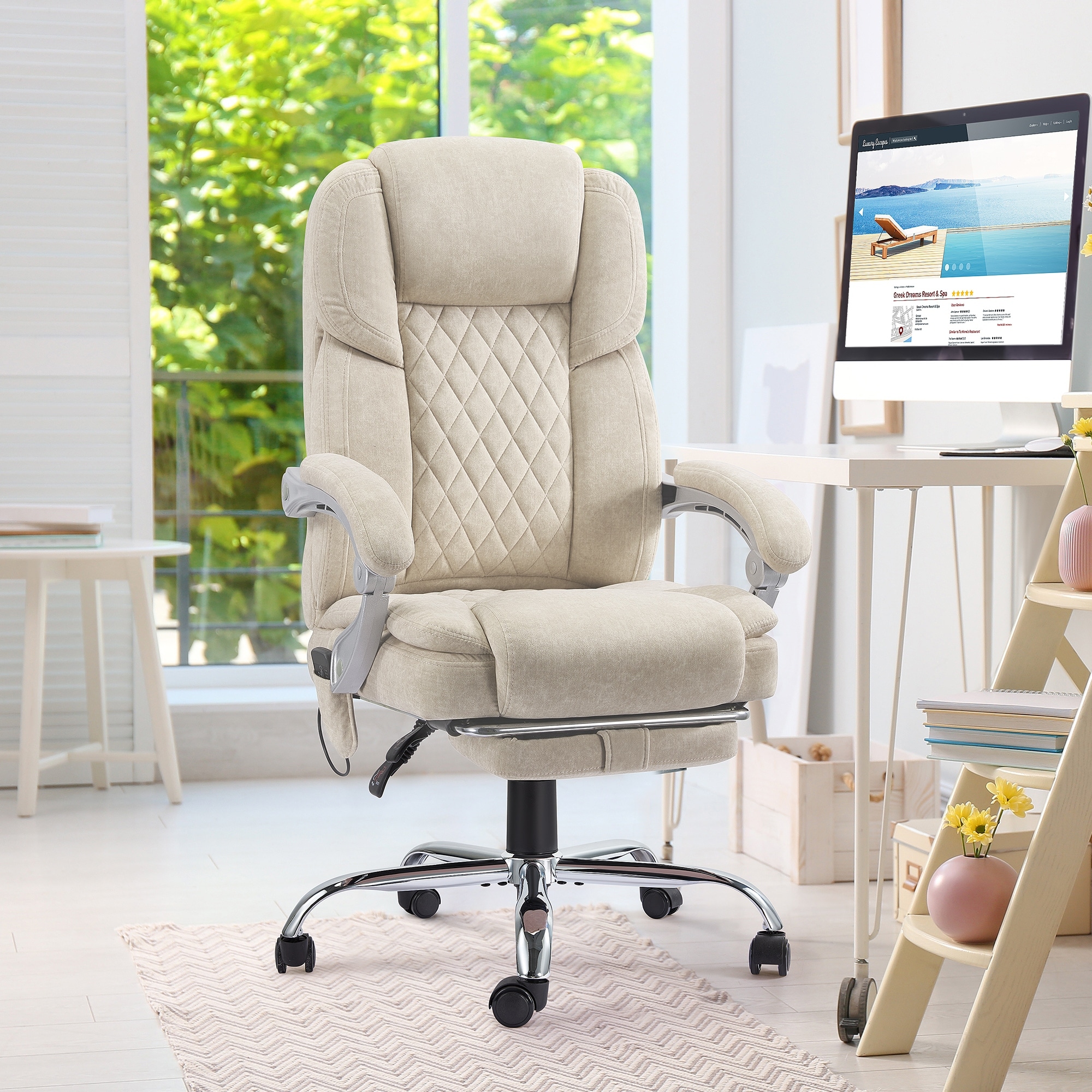 EROMMY Ergonomic Reclining Office Chair with Heated Massage (Multiple Colors)