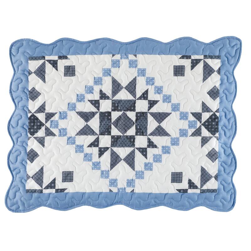 Classic Star Design Patchwork Scalloped Edge Pillow Sham Set
