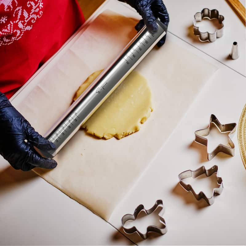 Self-Cooling Stainless Steel Rolling Pin with Flour and Water Container
