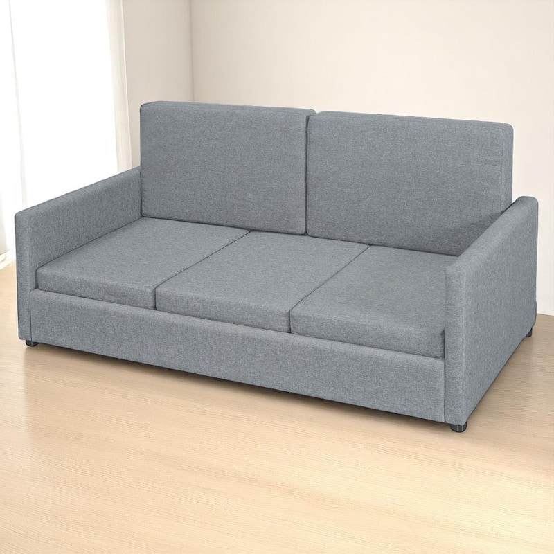 Full/Queen Size Murphy Bed Wall Bed with Sofa & Storage, Foldable Space-Saving Design with Cushion