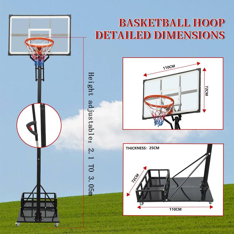 Portable Basketball Hoop for Youth Adults & Professional Match,Adjustable Height Backboard with Rebound System,Indoor/Outdoor