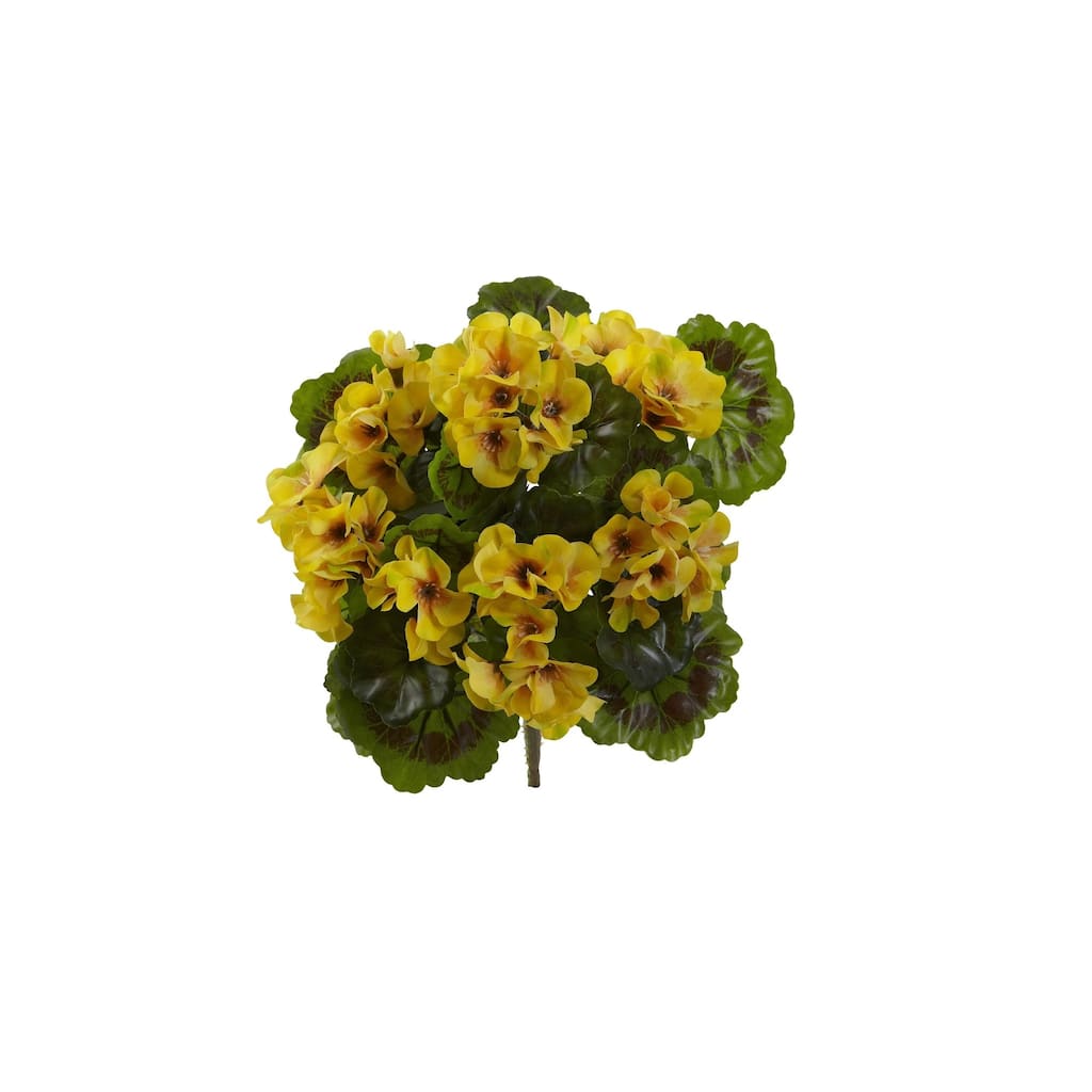 Set of 4 Yellow Artificial Geranium Flower Bushes 14"