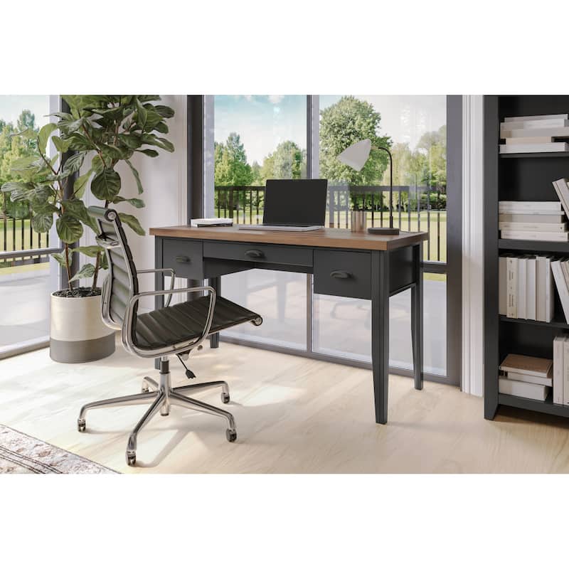 Bridgevine Home Modern Farmhouse 53 inch Writing Desk, No Assembly Required, Two-Tone Finish