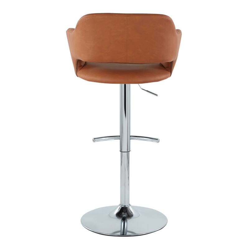 Porch & Den Vallen Adjustable Faux Leather Bar Stool with Rounded T Footrest (Set of 2)