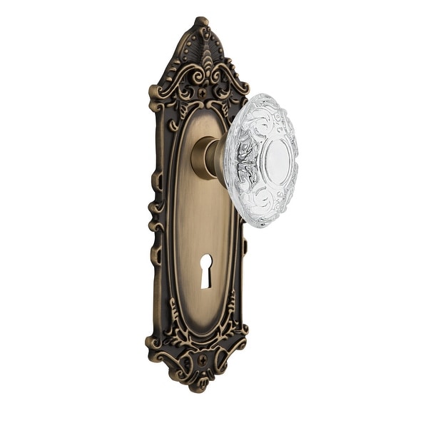Nostalgic Warehouse VICCVI_DD_KH Vintage Crystal Victorian Dummy Door Knob Set with Victorian Rose and Decorative Keyhole