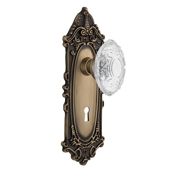 Nostalgic Warehouse VICCVI_PSG_238_KH Vintage Crystal Victorian Passage Door Knob Set with Victorian Rose, 2-3/8" Backset and