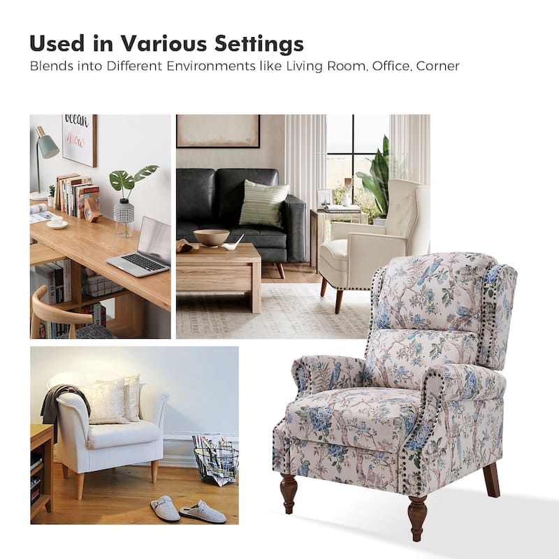 Terri Classic Cutaway Arms with Nailheads Manual Recliner for Living Room by HULALA HOME
