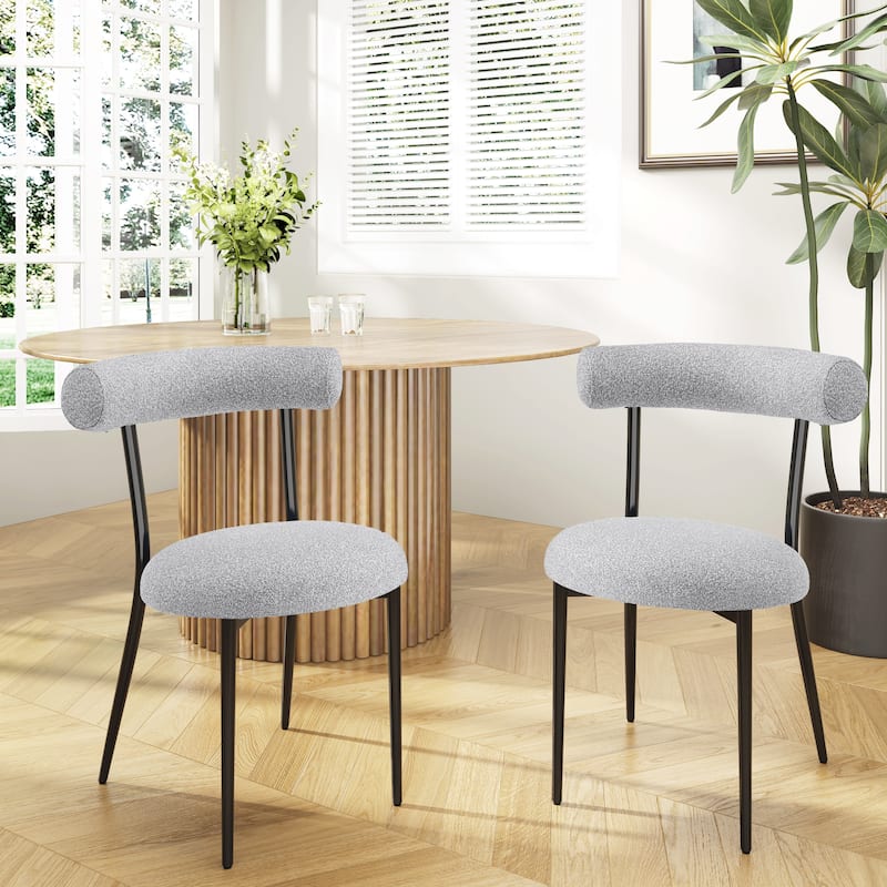 Open Back Upholstered Dining Chair Set of 2 Modern Kitchen Chairs with Metal, Fabric Dining Room Chairs for Living Room