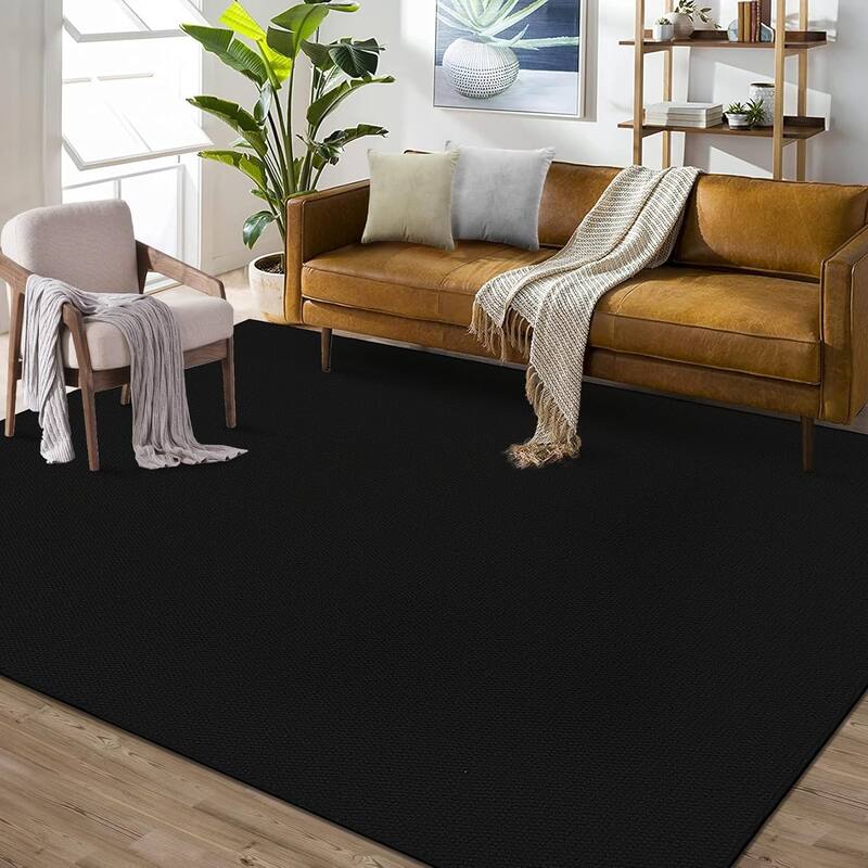 Modern Solid Textured Machine Washable Rug